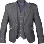 Tweed Crail Highland Kilt Jacket and Waistcoat Grey Scottish Wedding Dress