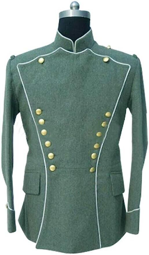 WWI German Empire white pipped Officer Flied Green Tunic Jacket High Quality