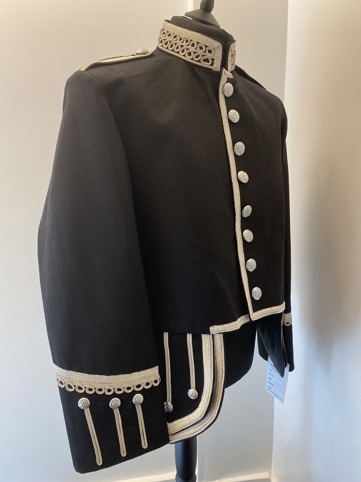 Doublat Tunic Miltary piper & Drummer Jacket wool Black & Silver.