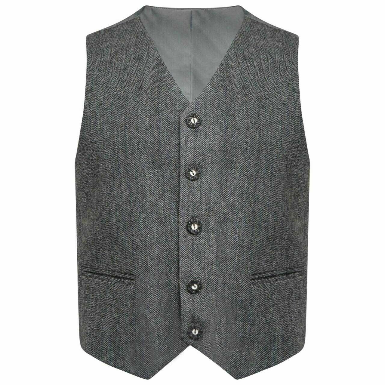 Tweed Crail Highland Kilt Jacket and Waistcoat Grey Scottish Wedding Dress