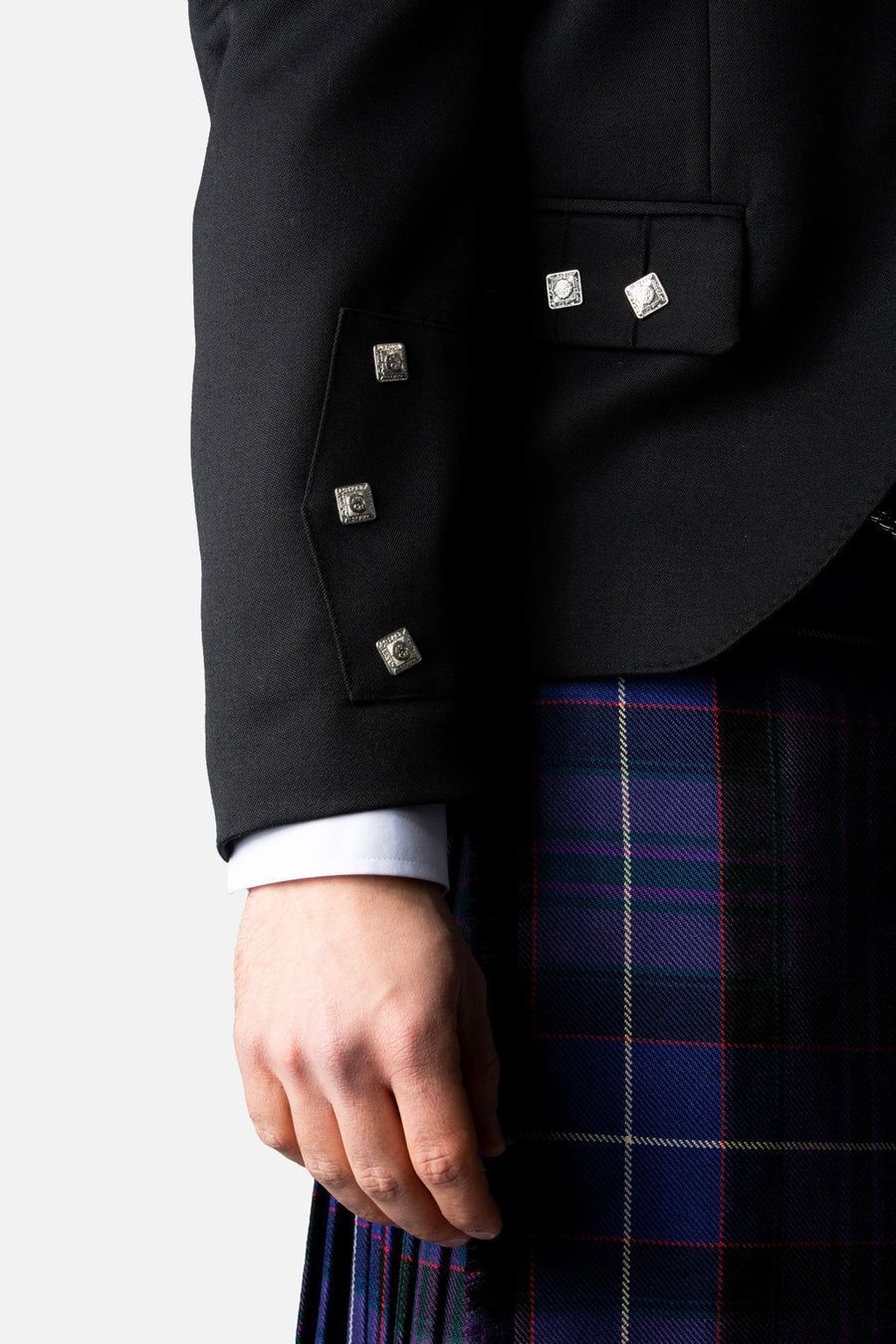 Black Argyll Jacket & Vest Waistcoat 100% Wool Kilt Jacket