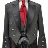 Giacca Principe Charlie scozzese grigia con gilet 100% lana Giacca kilt personal