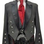Giacca Principe Charlie scozzese grigia con gilet 100% lana Giacca kilt personal