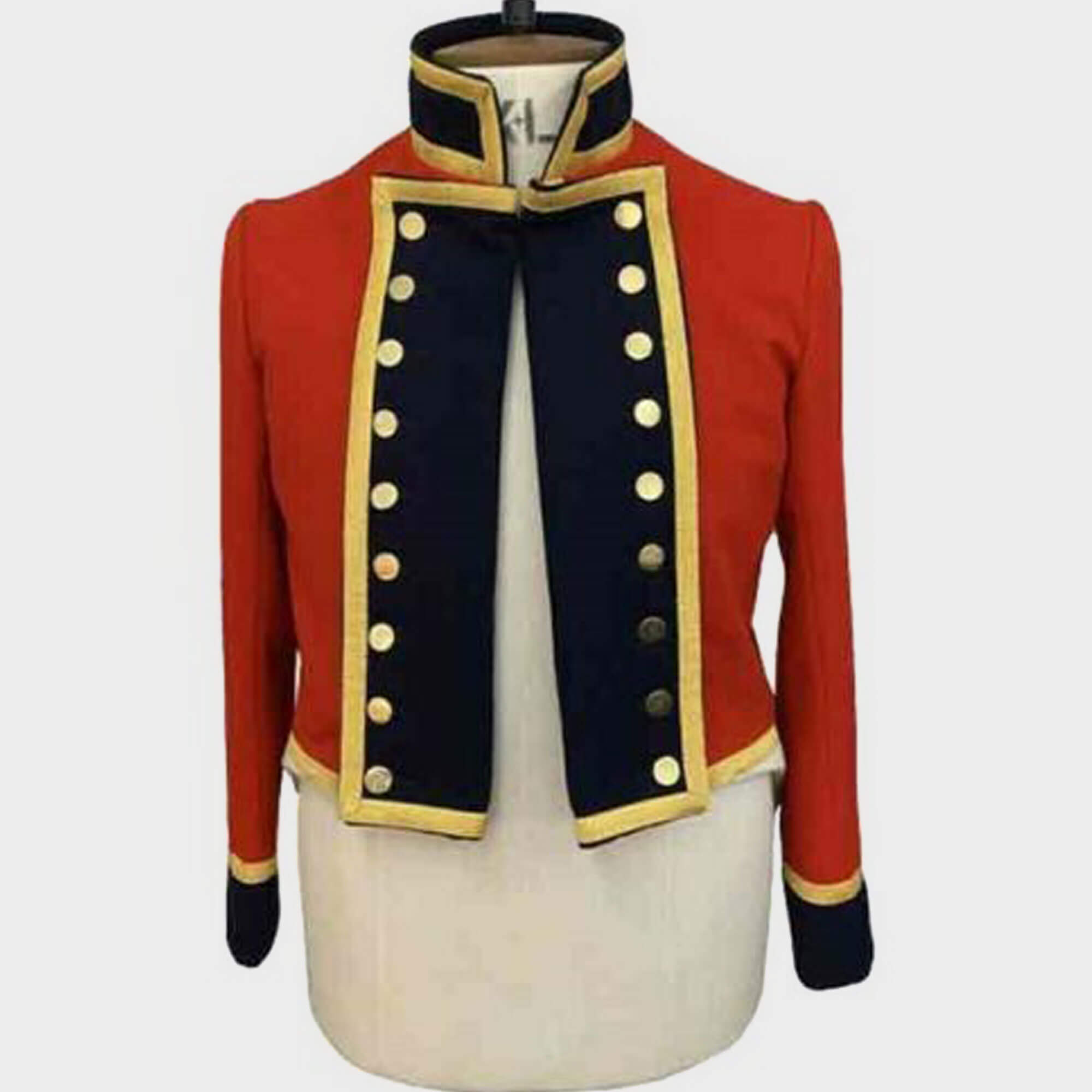 Men Red With Black Steampunk Officer Tunic Blazer Military Jacket