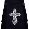 CELTIC SWORD EMBROIDERY PATTERN BLACK UTILITY KILT
