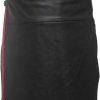 Mens Black Leather Pleated LARP Utility Kilt Flat Front Pocket Wrap Style