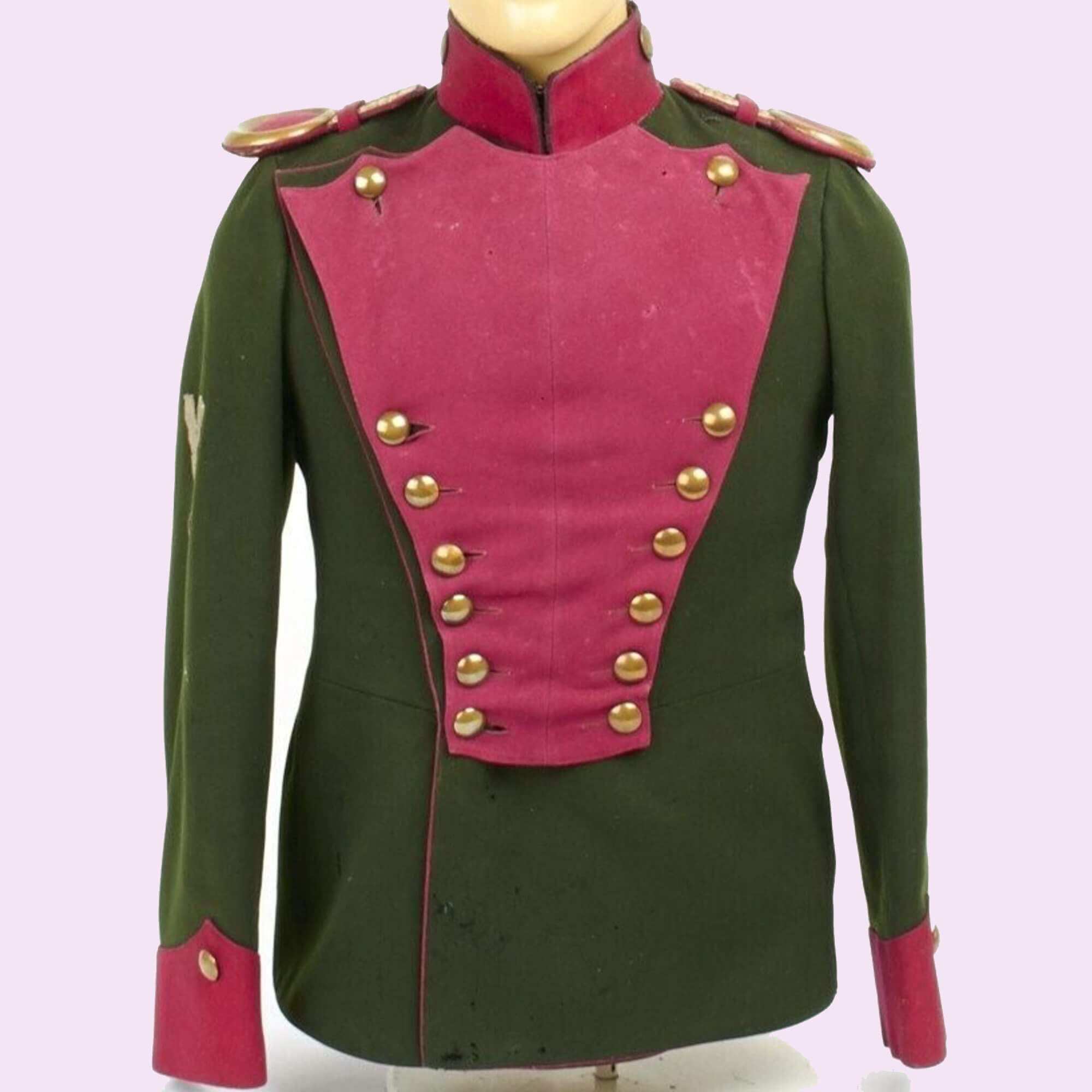 New German WWI 1st Bavarian Original Regiment Green Red Wool Men Jacket
