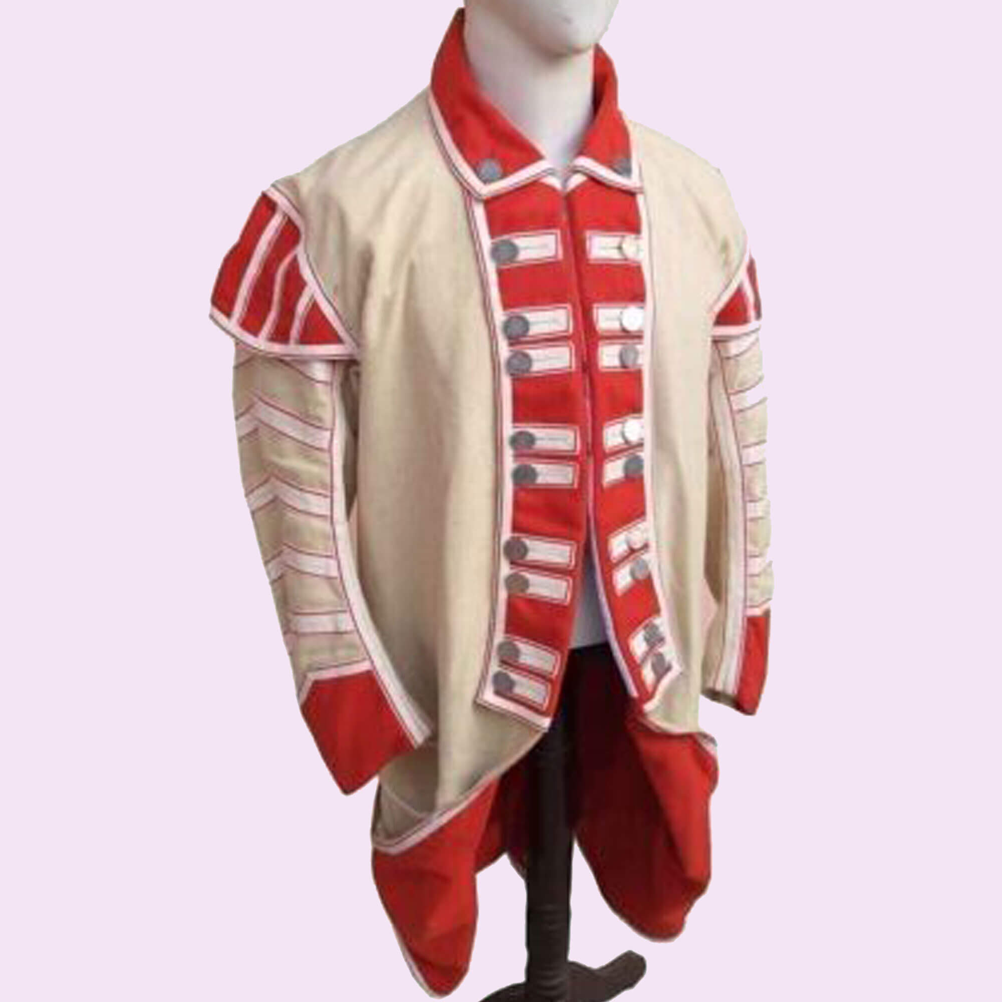 New Musician's Coat Revolutionary War Men's Off White With Red Facing