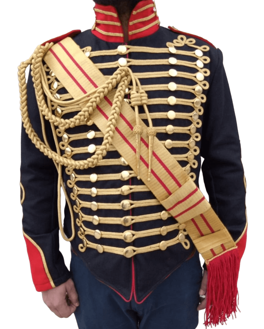 men’s Black Jacket Ceremonial Hussar Officers with Aiguillette With Accessories