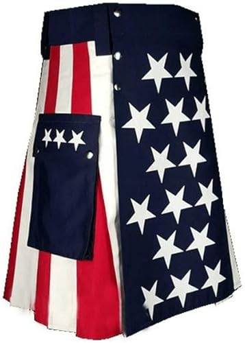 American Flag Kilt - Scottish American Flag Hybrid Kilt for Men's