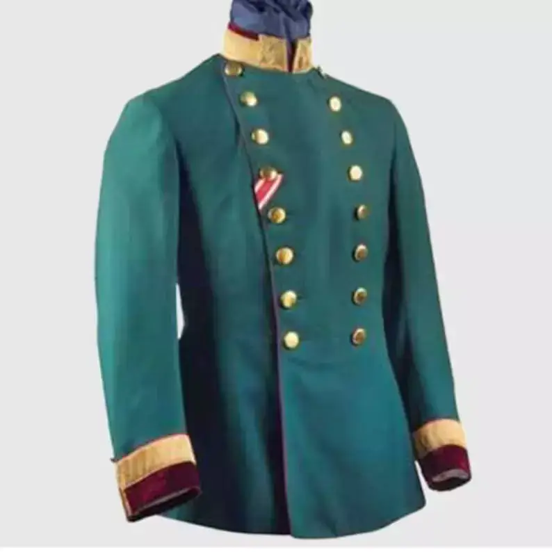 New Green American Military Men’s Jacket Tunic , Steampunk admiral Uniform hussa