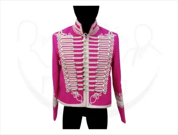 Custom Napoleonic uniform Military hussar Wool jacket For Men's, Pelisse pink Vintage jacket For Men, Tunic pelisse Hendrix pipe Band jacket'